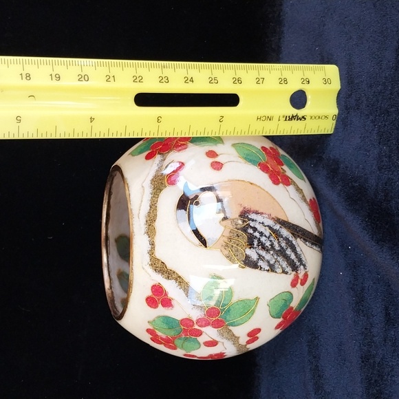 William Bill Yee Plique-a-Jour Cloisonne Chickadee Votive Candle Holder - Picture 7 of 7